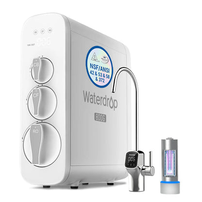 Tankless Reverse Osmosis Water Filter System, 800GPD, 3 filters included, UV Lamp included, 3:1 drain ratio