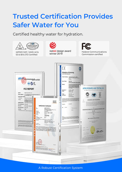 Tankless Reverse Osmosis Water Filter System, 800GPD, 3 filters included, UV Lamp included, 3:1 drain ratio